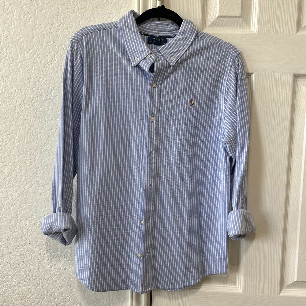 Polo Ralph Lauren Collar Button-down Shirt - Big Boys Blue White Stripe XL 18-20